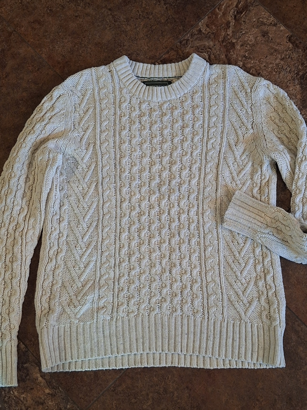 AE Men's Cable Knit Crewneck Sweater - Cream M
